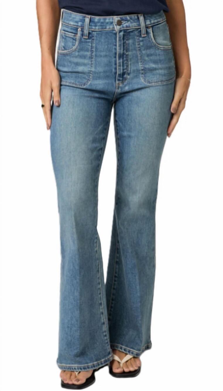 NEW PAIGE marlow skimmer flare jeans in monrovia
